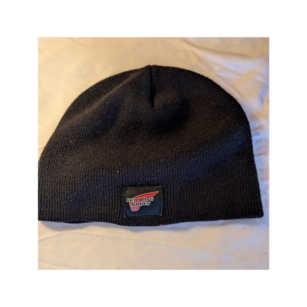 Vintage Red Wing Shoes Boots Skull Cap Beanie Black Made in USA